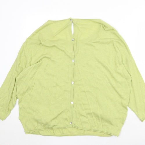 Saskia Womens Green Round Neck Cotton Pullover Jumper Size XL