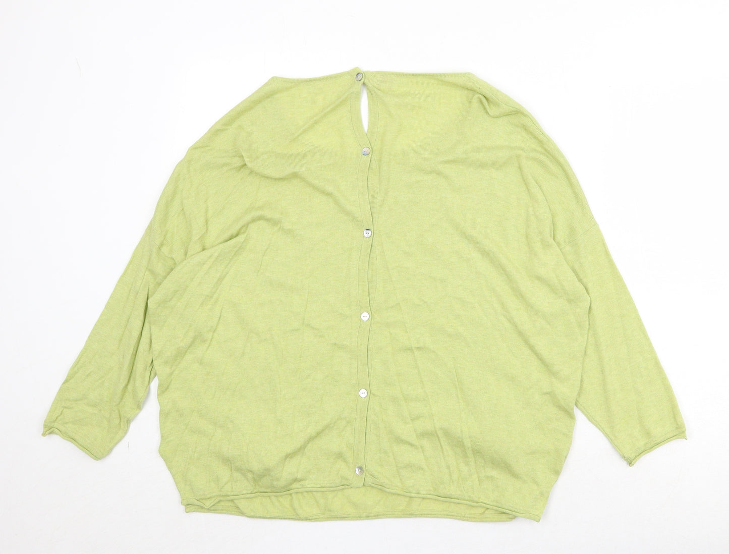 Saskia Womens Green Round Neck Cotton Pullover Jumper Size XL