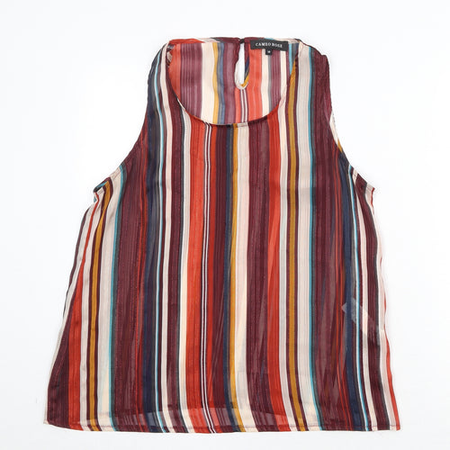 Cameo Rose Womens Multicoloured Striped Polyester Basic Tank Size 12 Round Neck