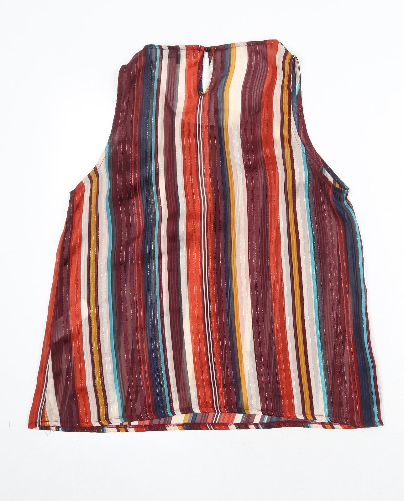 Cameo Rose Womens Multicoloured Striped Polyester Basic Tank Size 12 Round Neck