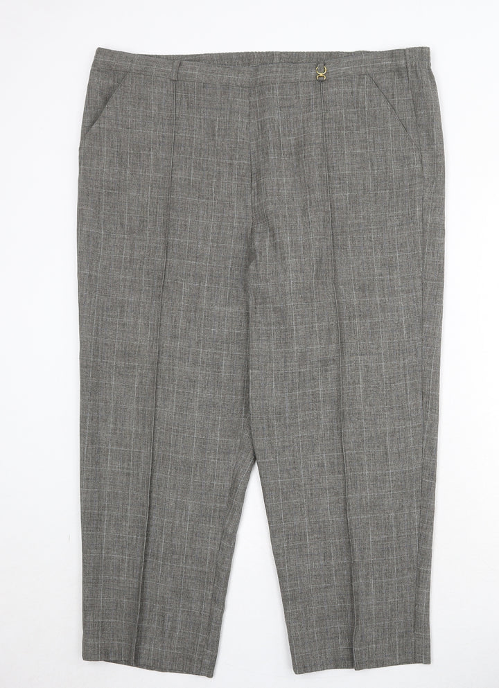 Bonmarché Womens Green Check Polyester Trousers Size 18 Regular