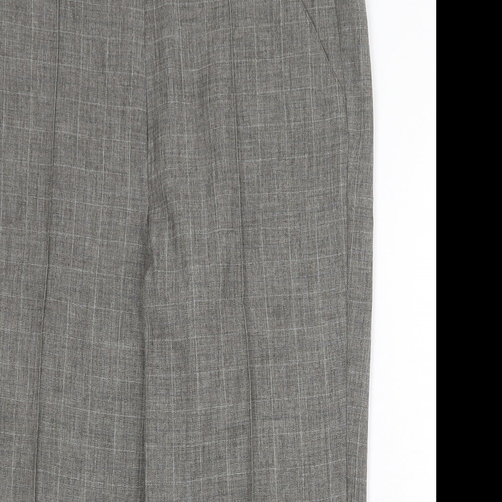 Bonmarché Womens Green Check Polyester Trousers Size 18 Regular