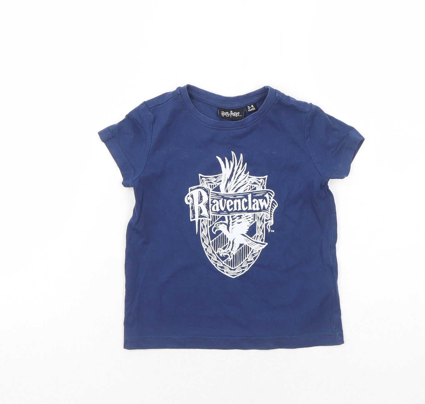 Harry Potter Boys Blue Cotton Pullover T-Shirt Size 3-4 Years Round Neck Pullover - Ravenclaw