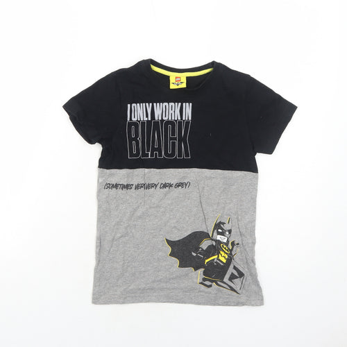 Batman Boys Grey Colourblock Cotton Pullover T-Shirt Size 7 Years Round Neck Pullover