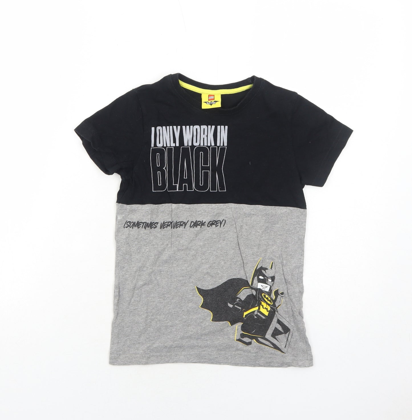 Batman Boys Grey Colourblock Cotton Pullover T-Shirt Size 7 Years Round Neck Pullover