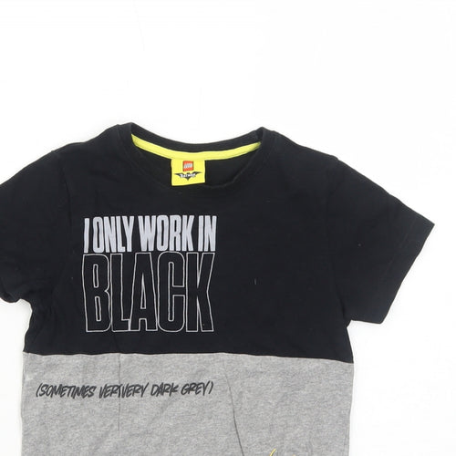 Batman Boys Grey Colourblock Cotton Pullover T-Shirt Size 7 Years Round Neck Pullover