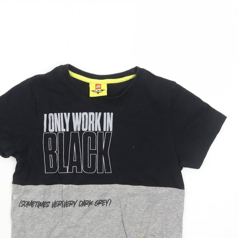 Batman Boys Grey Colourblock Cotton Pullover T-Shirt Size 7 Years Round Neck Pullover
