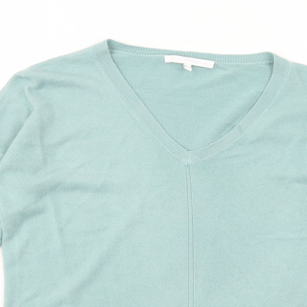 NEXT Womens Green V-Neck Acrylic Pullover Jumper Size 10