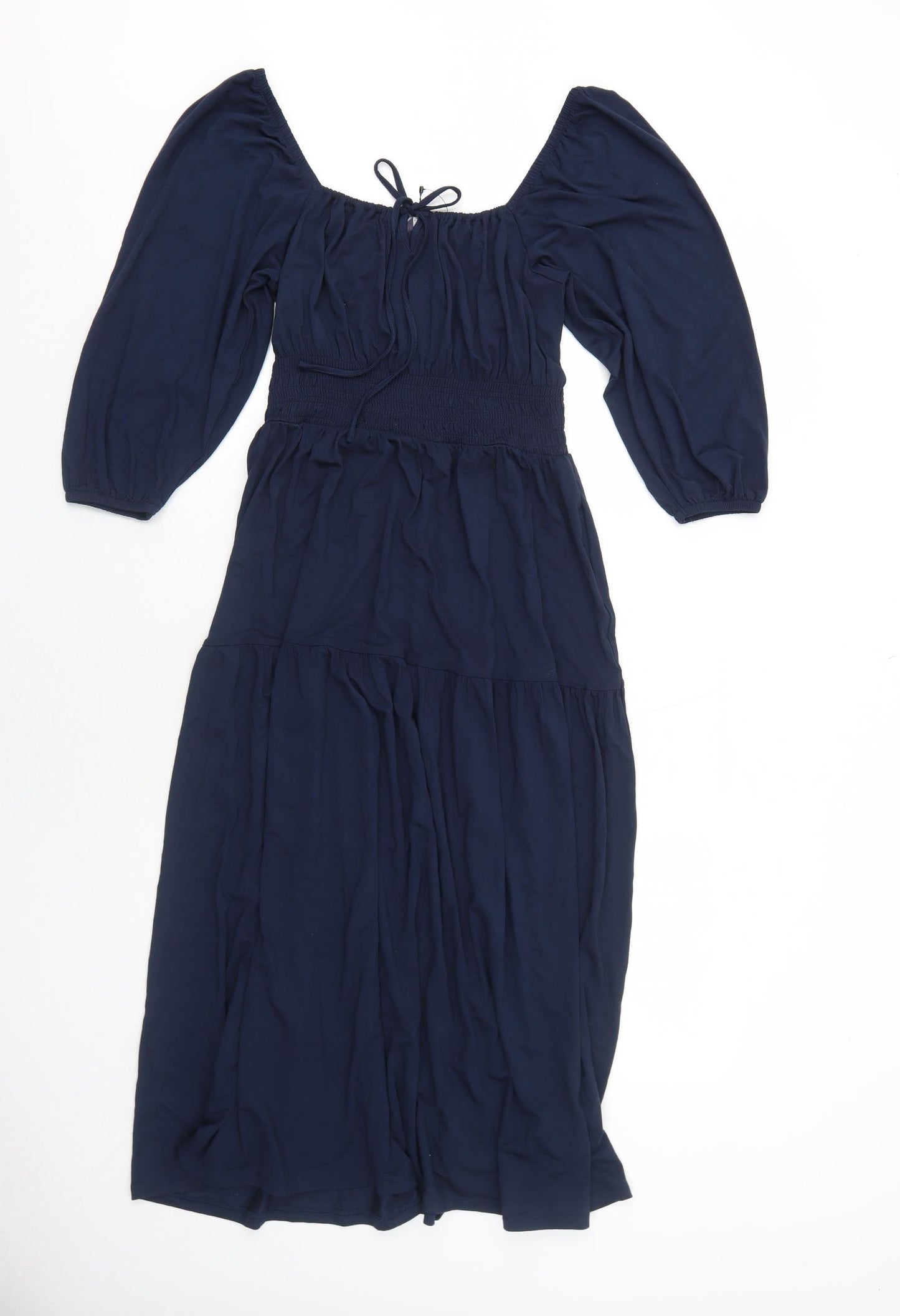 Marks and Spencer Womens Blue Viscose Trapeze & Swing Size 10 Round Neck Pullover