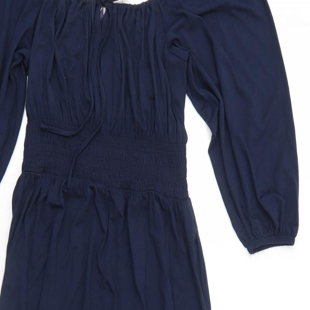Marks and Spencer Womens Blue Viscose Trapeze & Swing Size 10 Round Neck Pullover