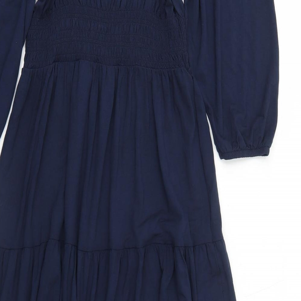 Marks and Spencer Womens Blue Viscose Trapeze & Swing Size 10 Round Neck Pullover