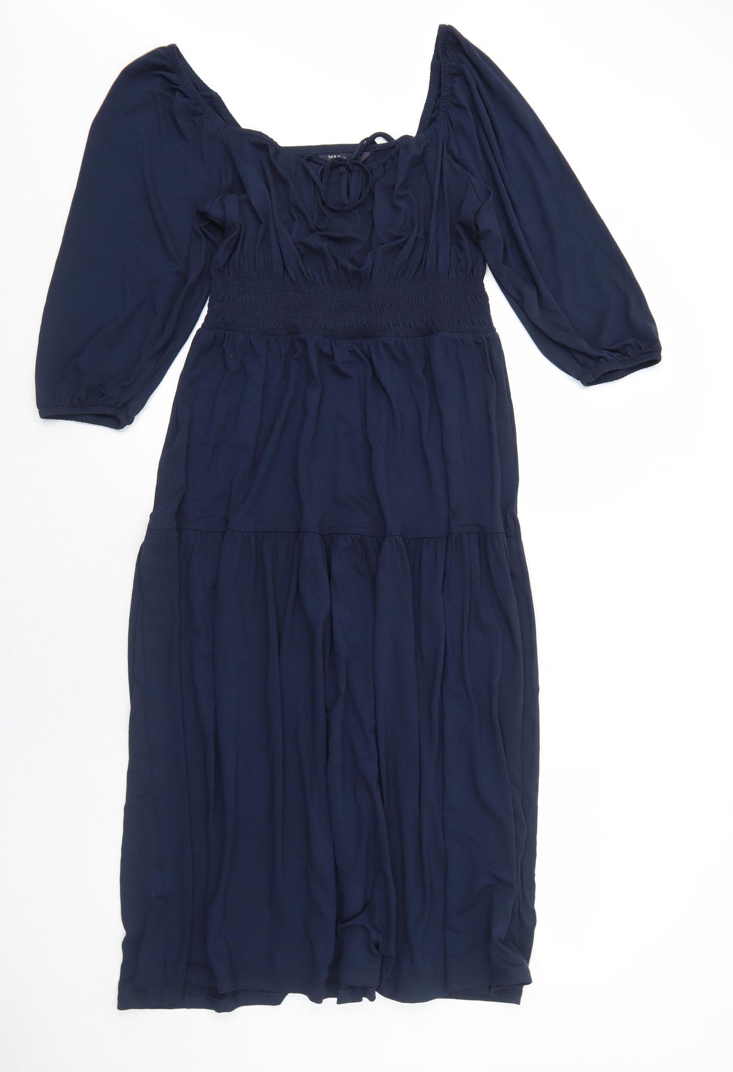 Marks and Spencer Womens Blue Viscose Trapeze & Swing Size 12 Round Neck Pullover