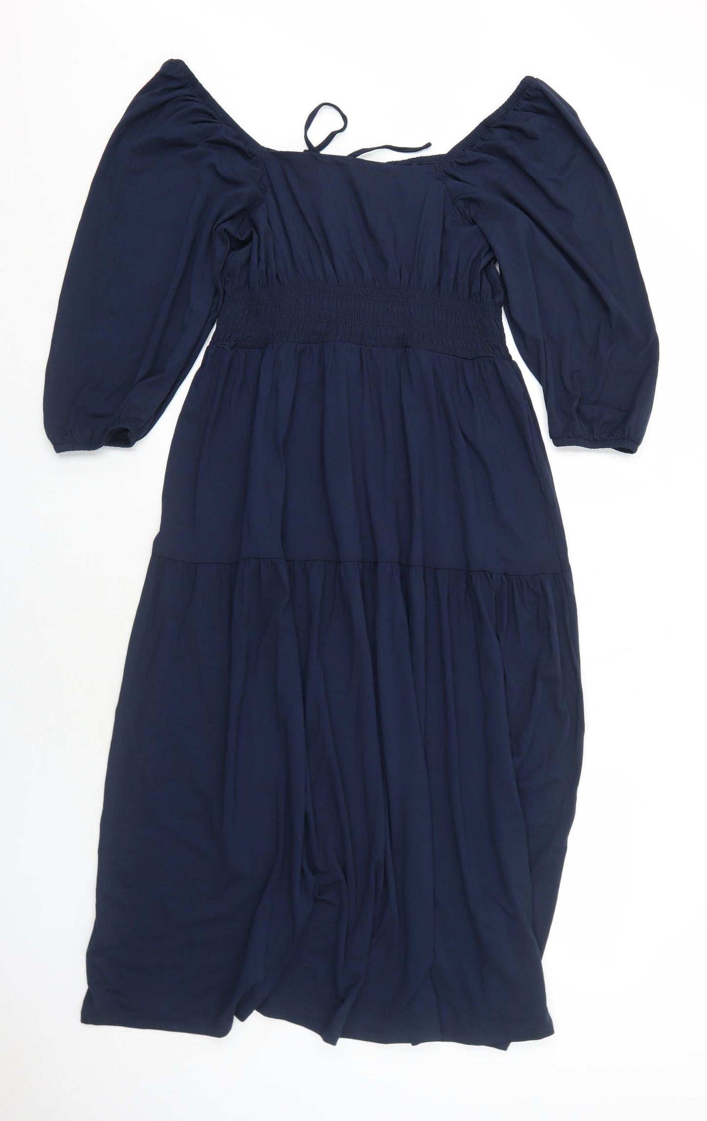 Marks and Spencer Womens Blue Viscose Trapeze & Swing Size 12 Round Neck Pullover