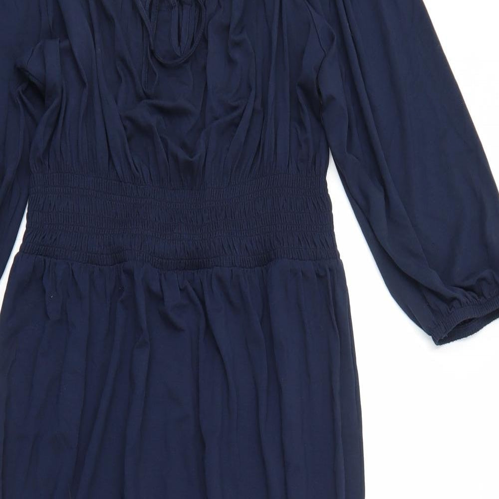Marks and Spencer Womens Blue Viscose Trapeze & Swing Size 12 Round Neck Pullover