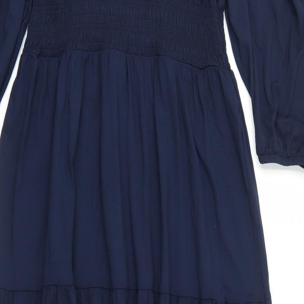 Marks and Spencer Womens Blue Viscose Trapeze & Swing Size 12 Round Neck Pullover