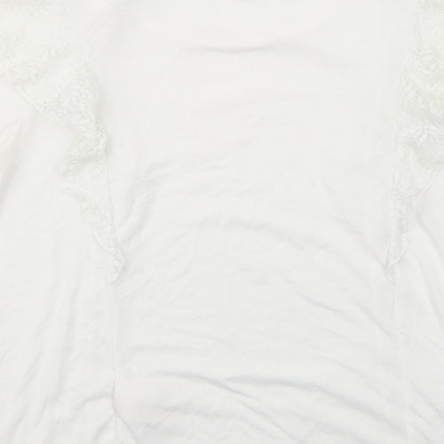Yessica Womens White Polyamide Basic T-Shirt Size M Round Neck