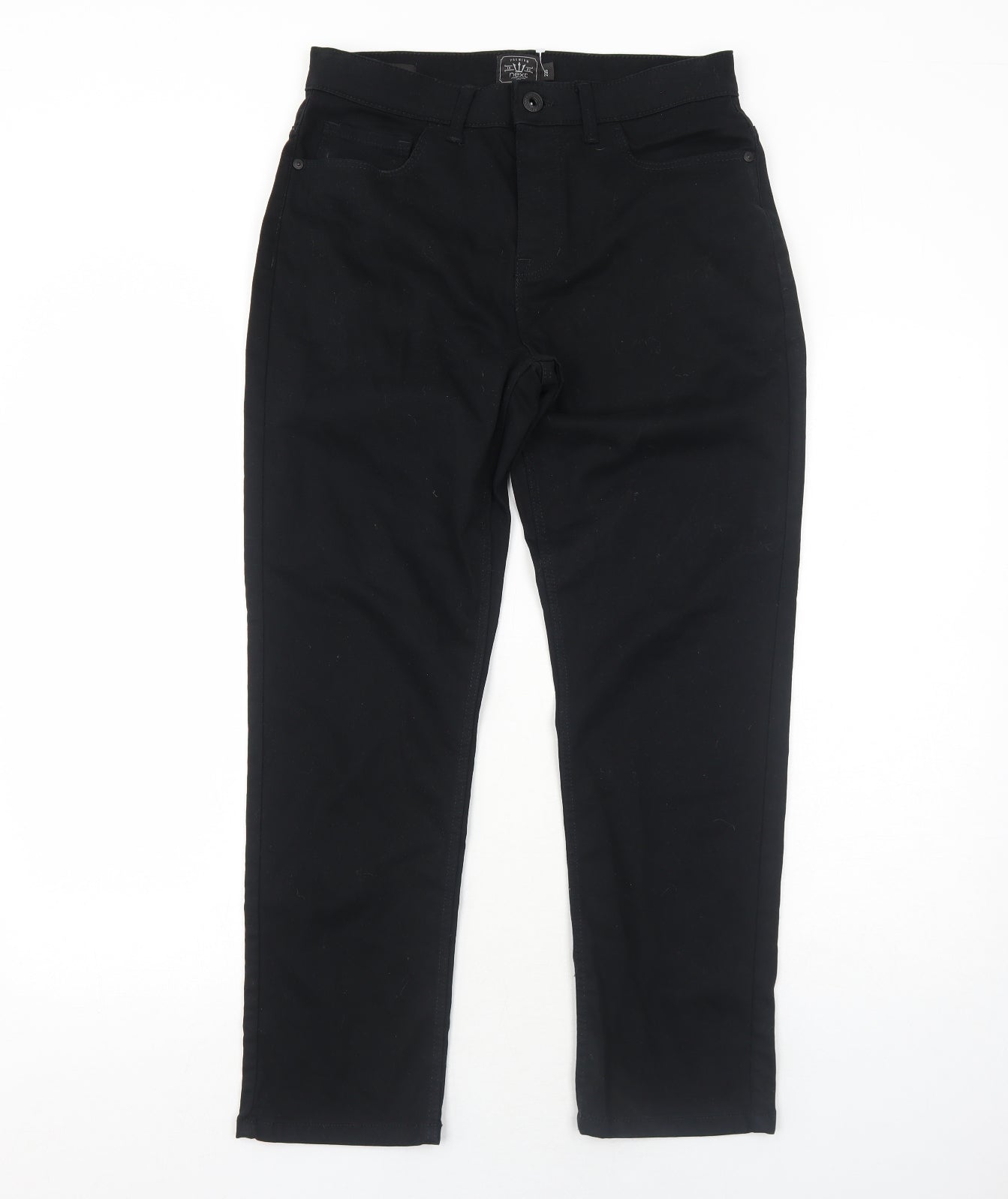 NEXT Mens Black Cotton Trousers Size 28 in Regular Zip