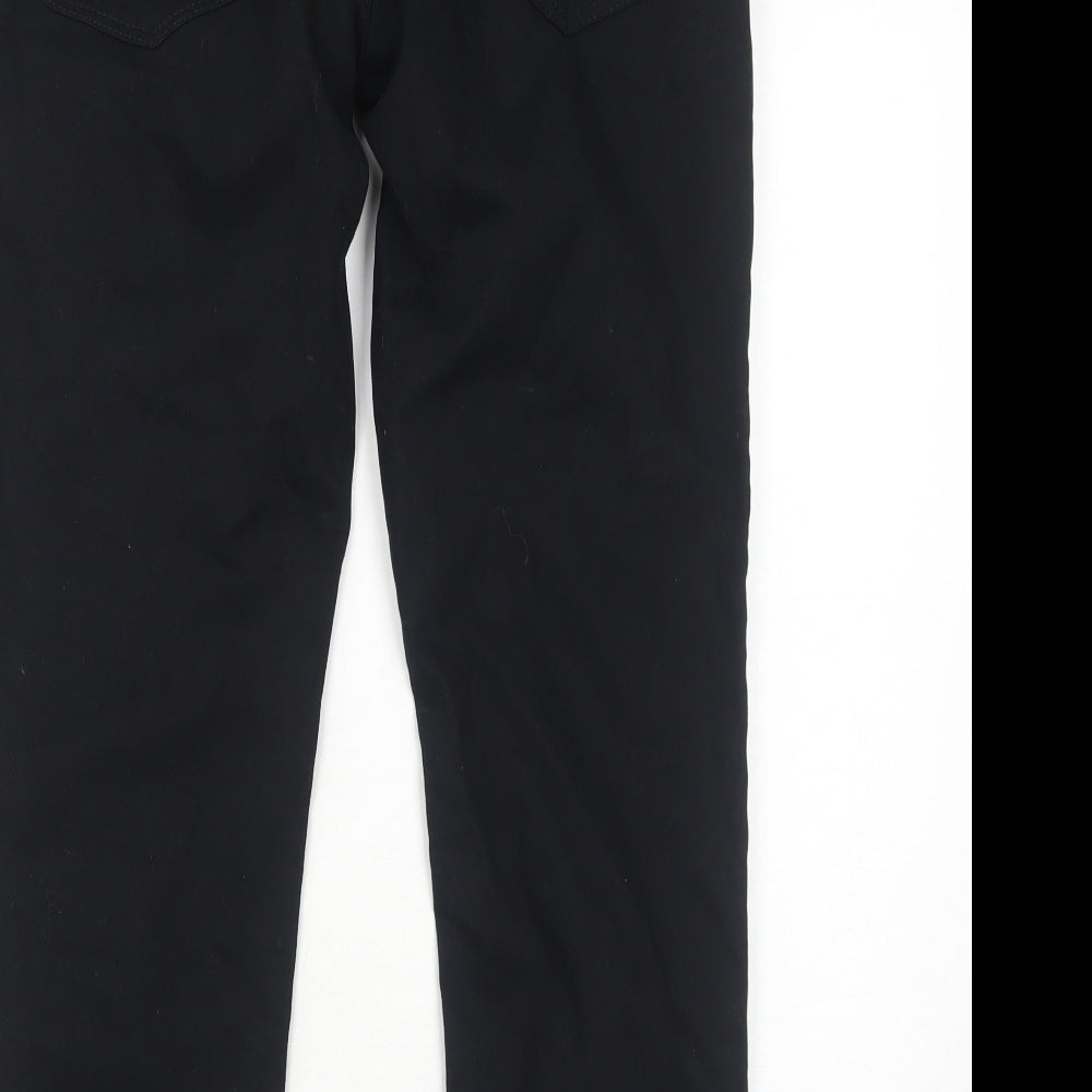 NEXT Mens Black Cotton Trousers Size 28 in Regular Zip