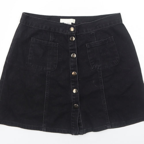 Cooperative Womens Black Cotton A-Line Skirt Size M Snap