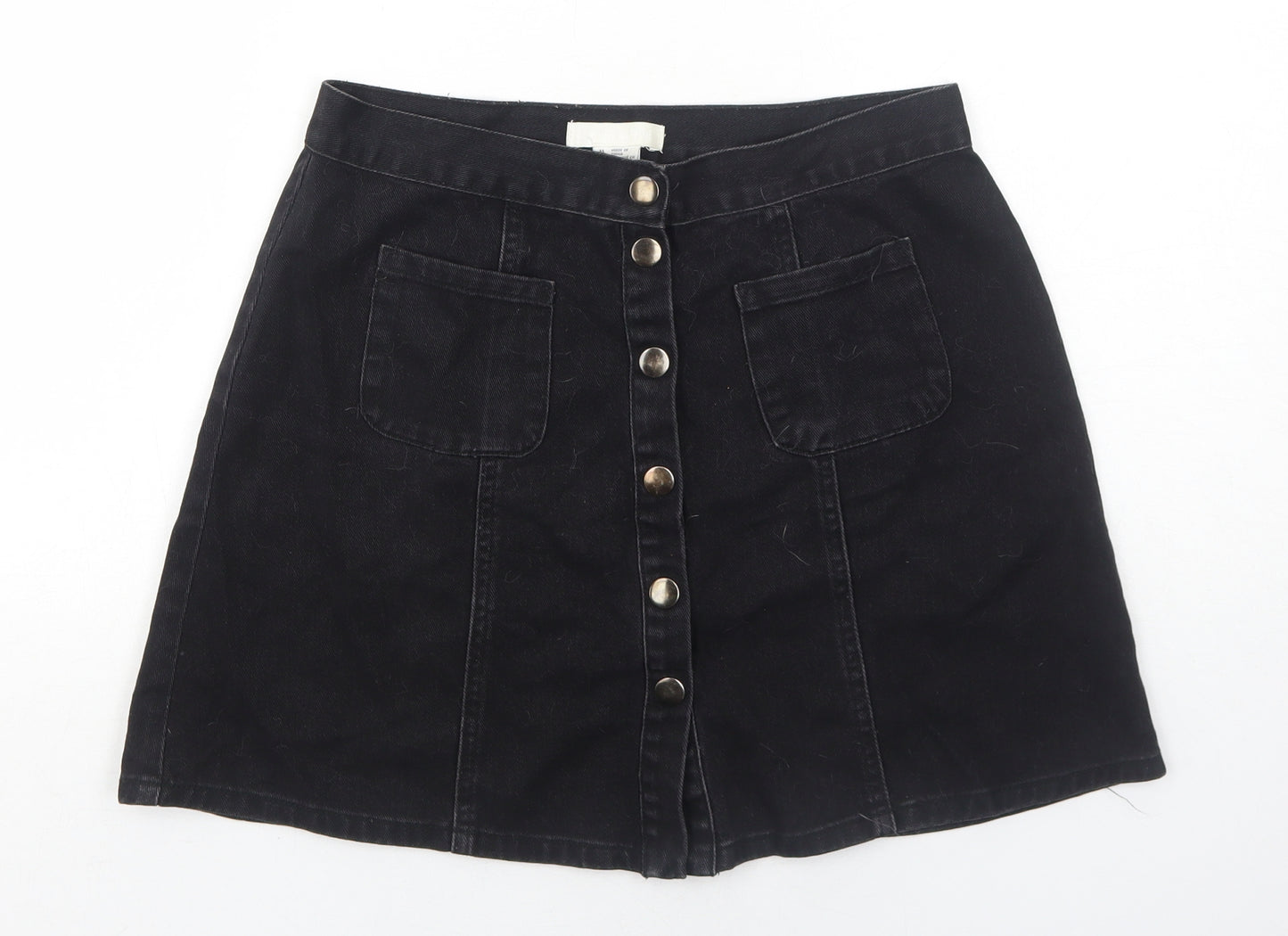 Cooperative Womens Black Cotton A-Line Skirt Size M Snap