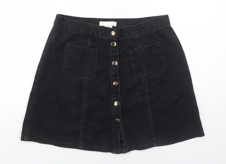 Cooperative Womens Black Cotton A-Line Skirt Size M Snap