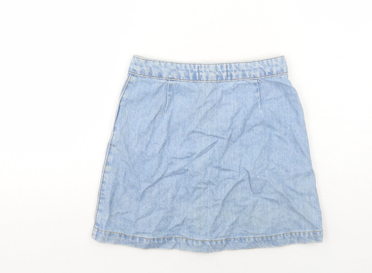 New Look Girls Blue Cotton A-Line Skirt Size 11 Years Regular Button