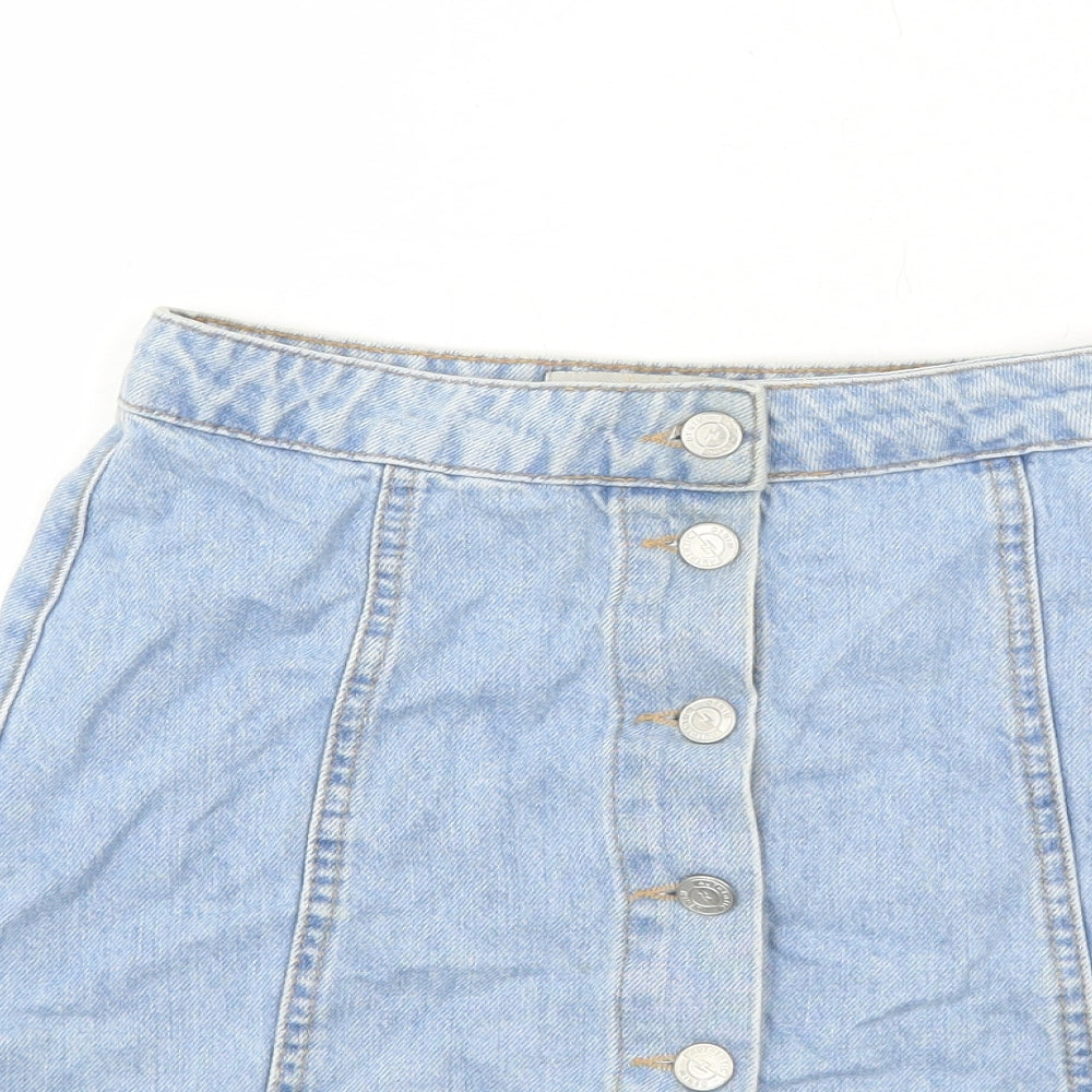 New Look Girls Blue Cotton A-Line Skirt Size 11 Years Regular Button