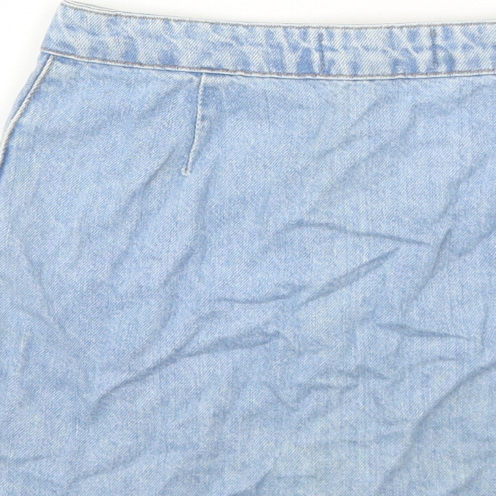 New Look Girls Blue Cotton A-Line Skirt Size 11 Years Regular Button