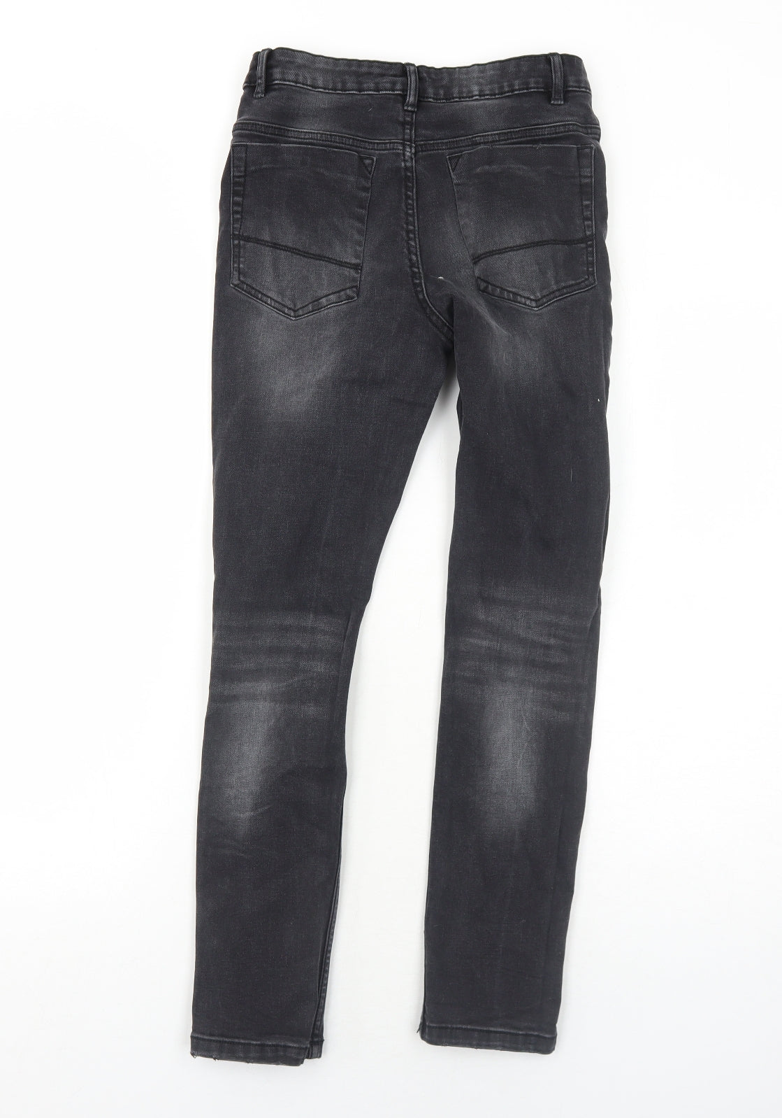River Island Boys Black Cotton Skinny Jeans Size 12 Years Regular Zip