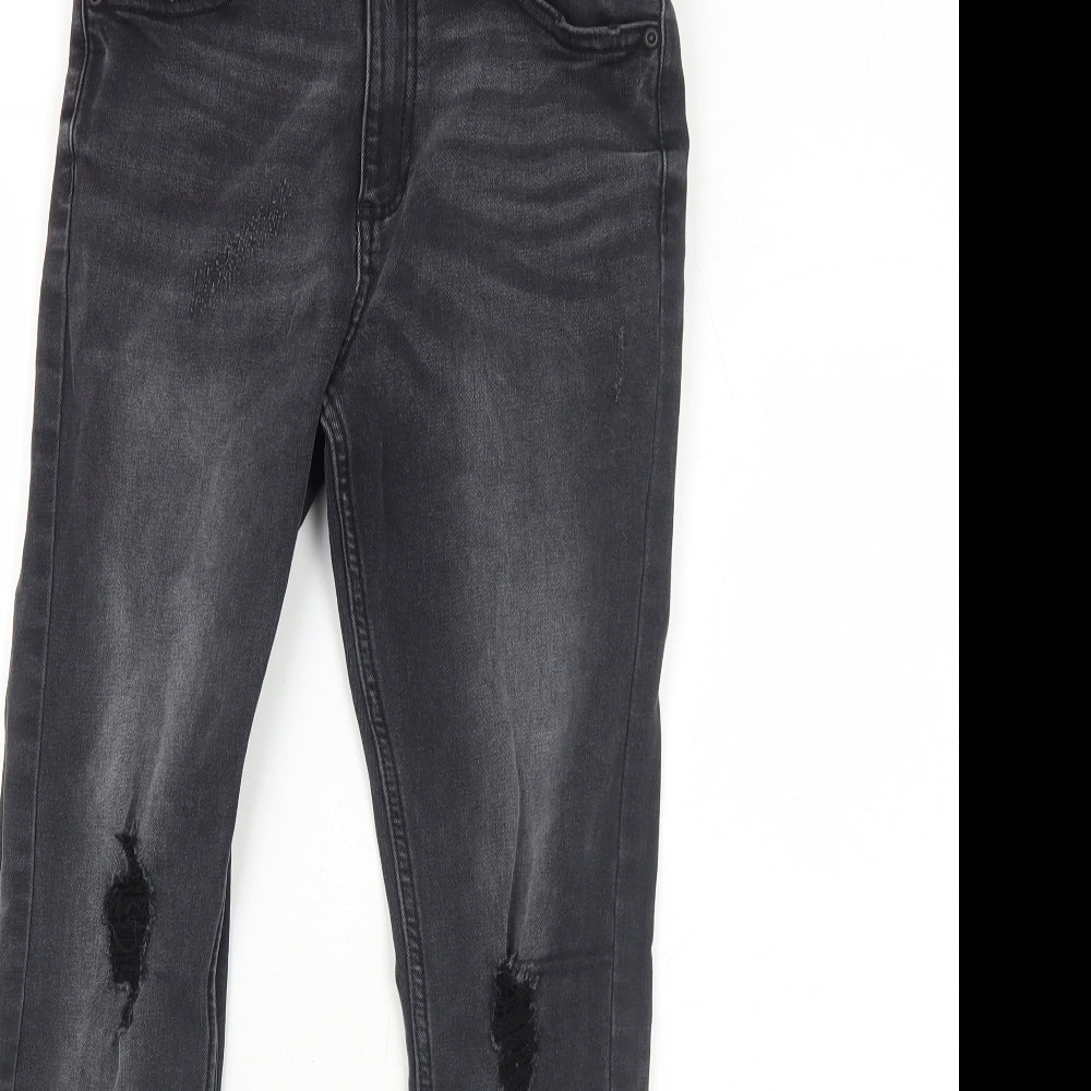River Island Boys Black Cotton Skinny Jeans Size 12 Years Regular Zip