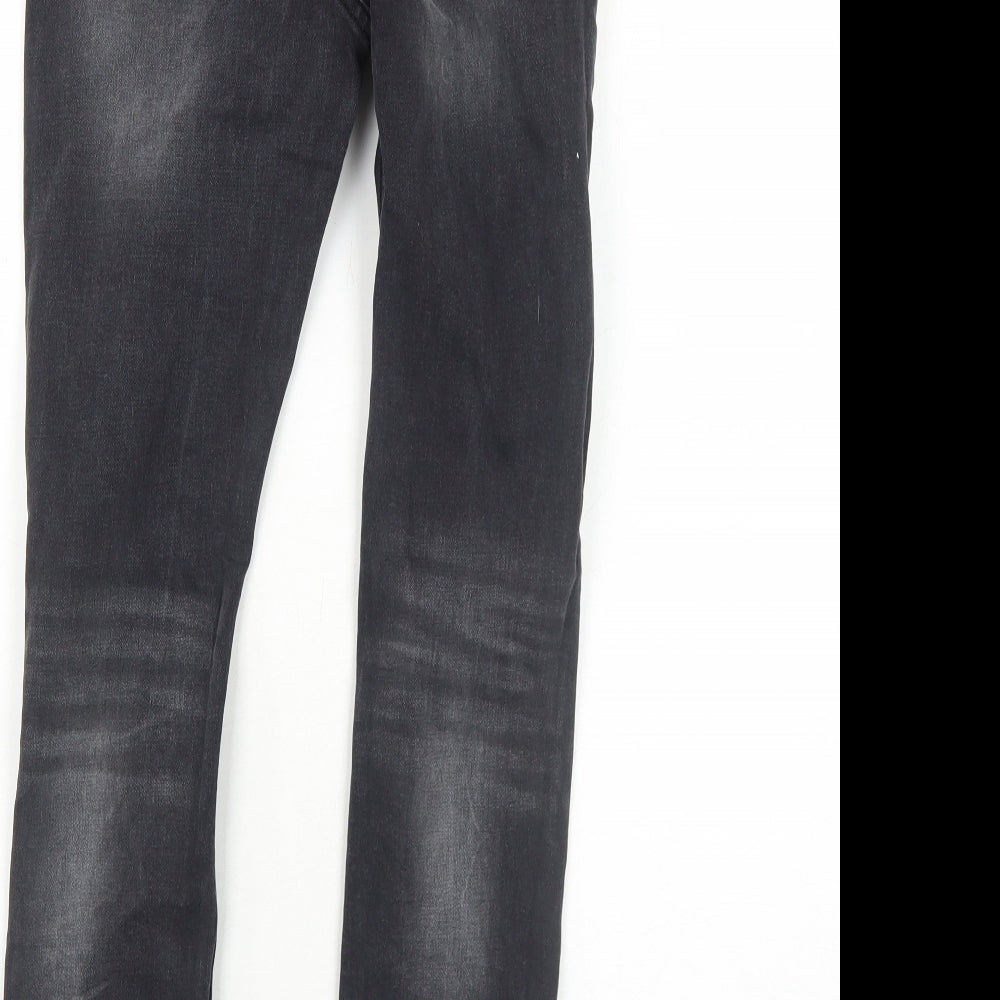 River Island Boys Black Cotton Skinny Jeans Size 12 Years Regular Zip