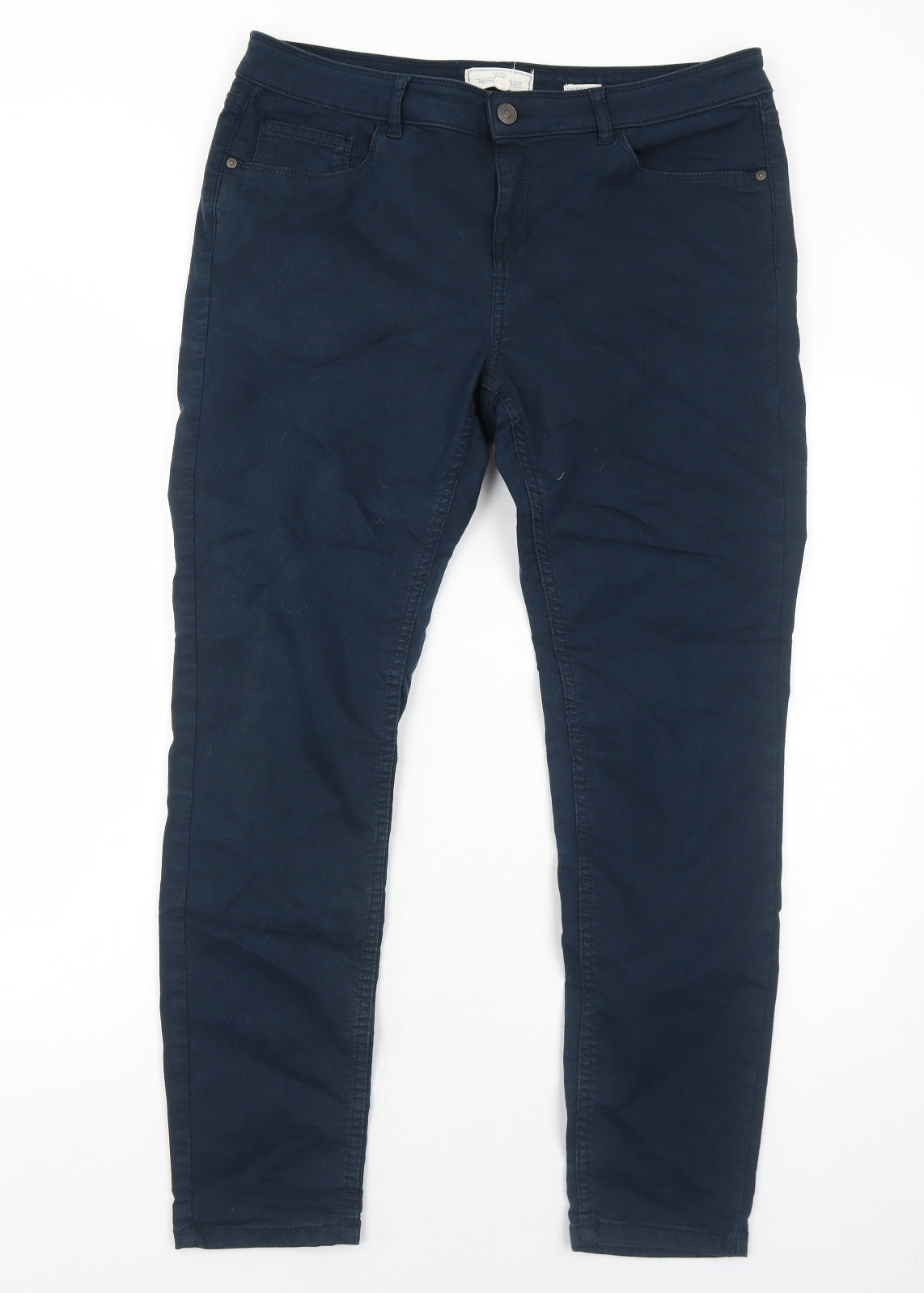 Fat Face Womens Blue Cotton Straight Jeans Size 16 Regular Zip
