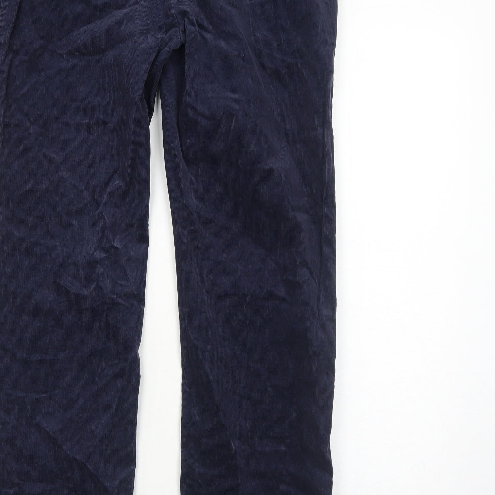 Marks and Spencer Womens Blue Cotton Trousers Size 14 Regular Zip