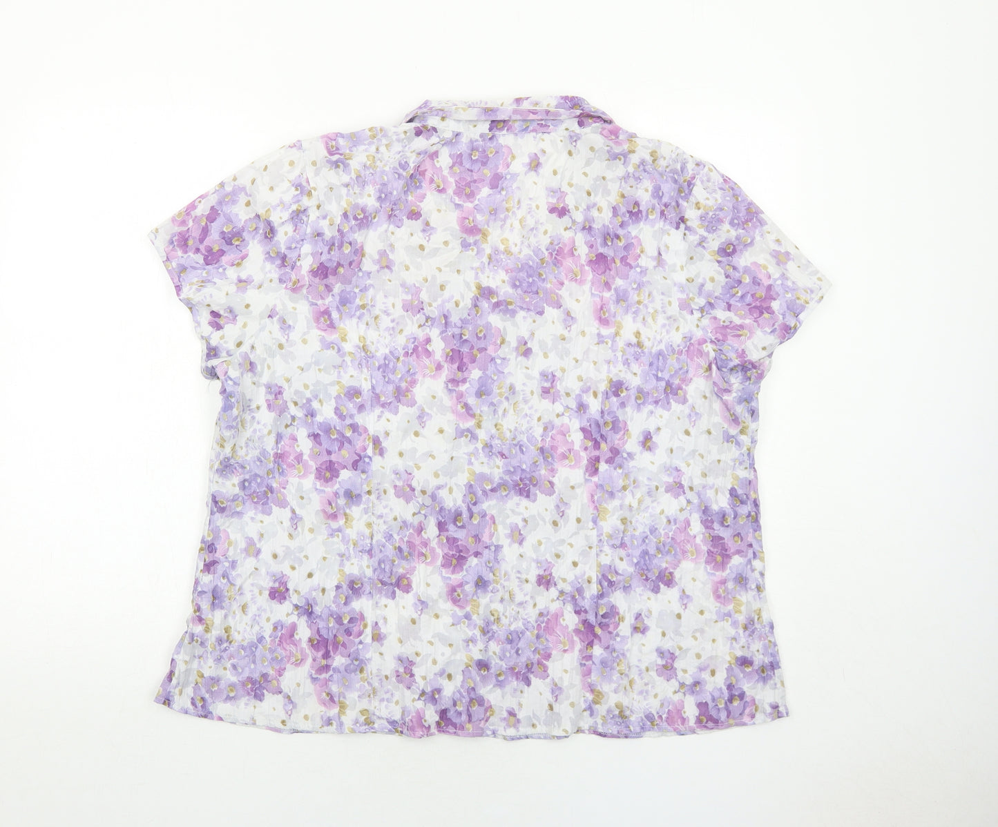 Bonmarché Womens Purple Geometric Polyester Basic Button-Up Size 20 Collared