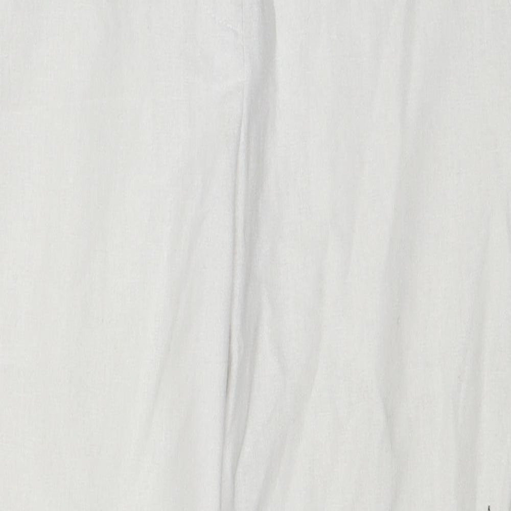 New Look Womens White Linen Trousers Size 6 Regular Zip