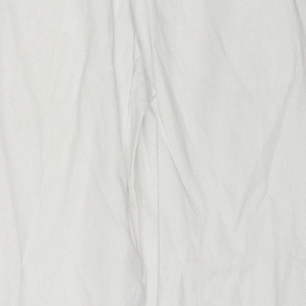 New Look Womens White Linen Trousers Size 6 Regular Zip