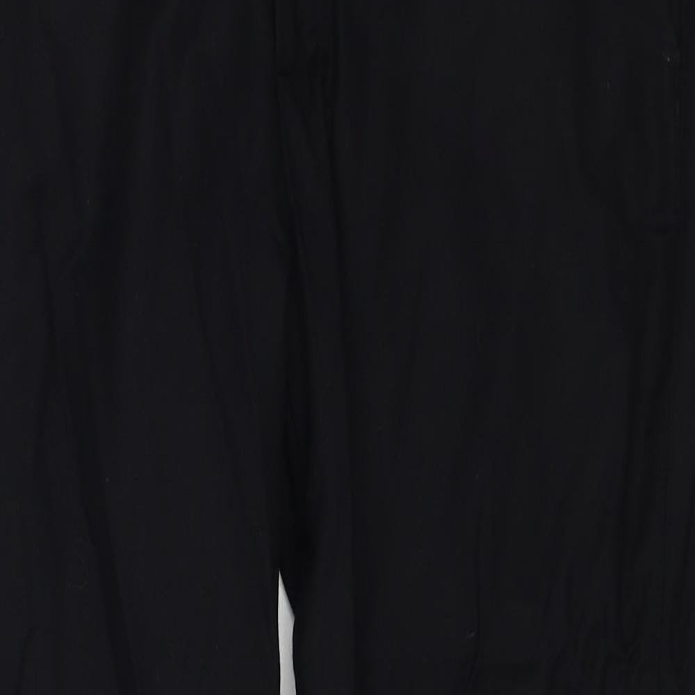 Zara Womens Black Cotton Trousers Size 12 Regular Zip