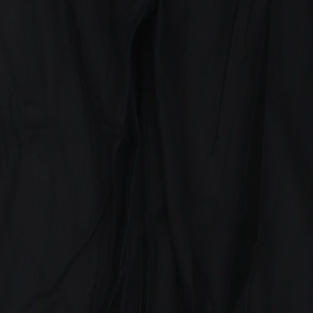 Zara Womens Black Cotton Trousers Size 12 Regular Zip