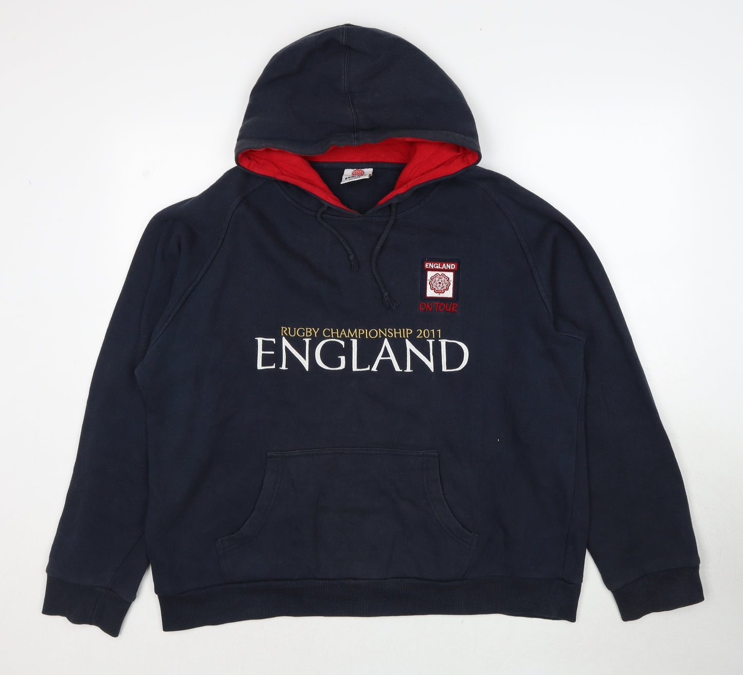 England Mens Blue Cotton Pullover Hoodie Size XL - Rugby Championship 2011