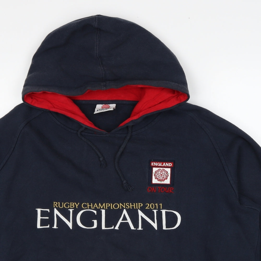 England Mens Blue Cotton Pullover Hoodie Size XL - Rugby Championship 2011