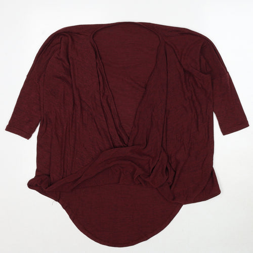 New Look Womens Red Polyester Basic T-Shirt Size 6 V-Neck