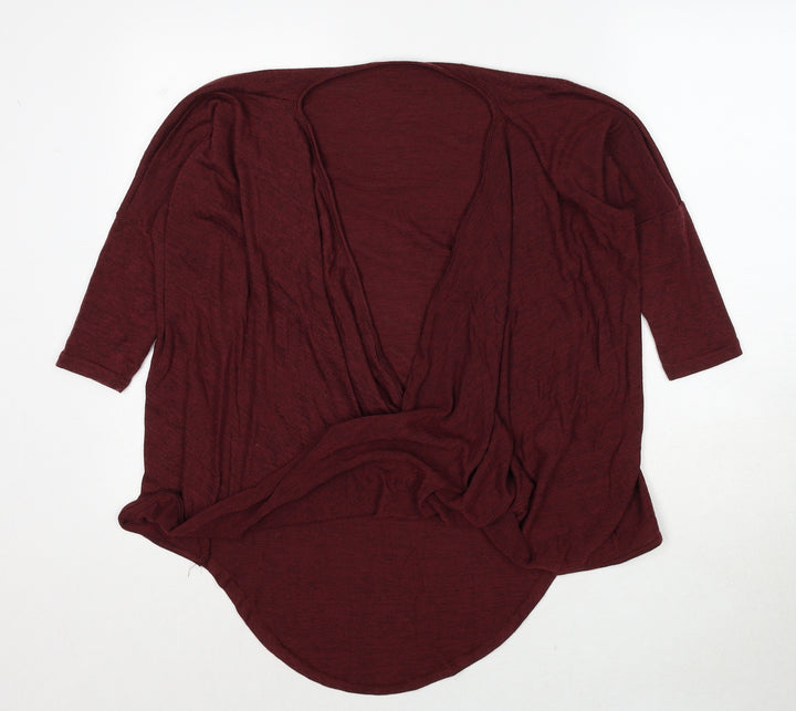 New Look Womens Red Polyester Basic T-Shirt Size 6 V-Neck