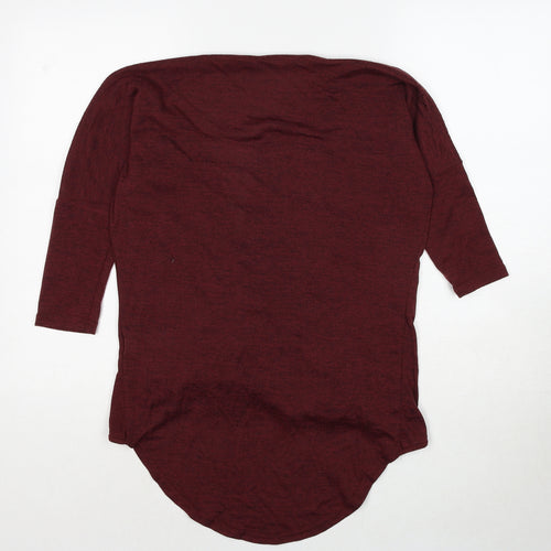 New Look Womens Red Polyester Basic T-Shirt Size 6 V-Neck