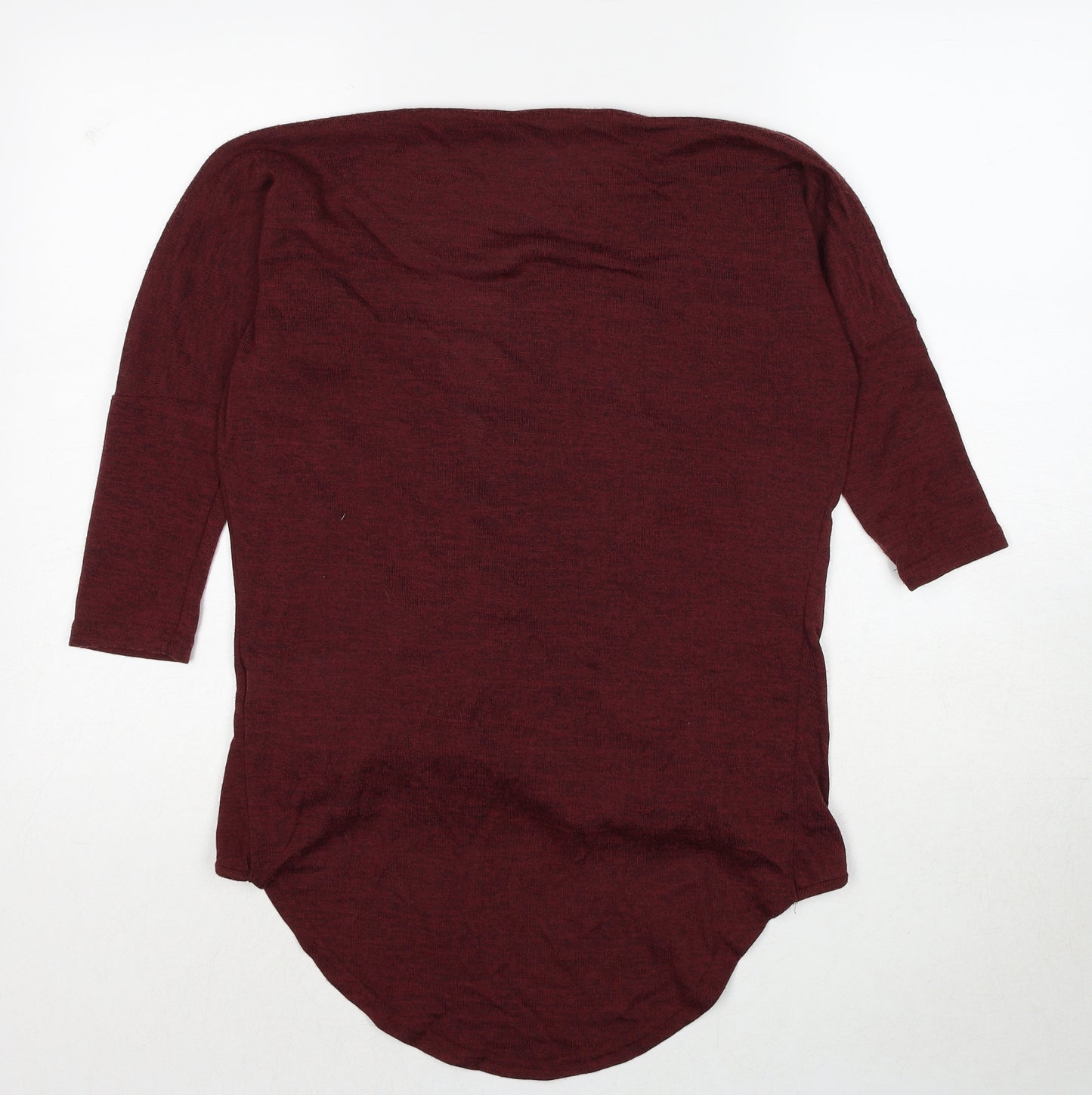 New Look Womens Red Polyester Basic T-Shirt Size 6 V-Neck