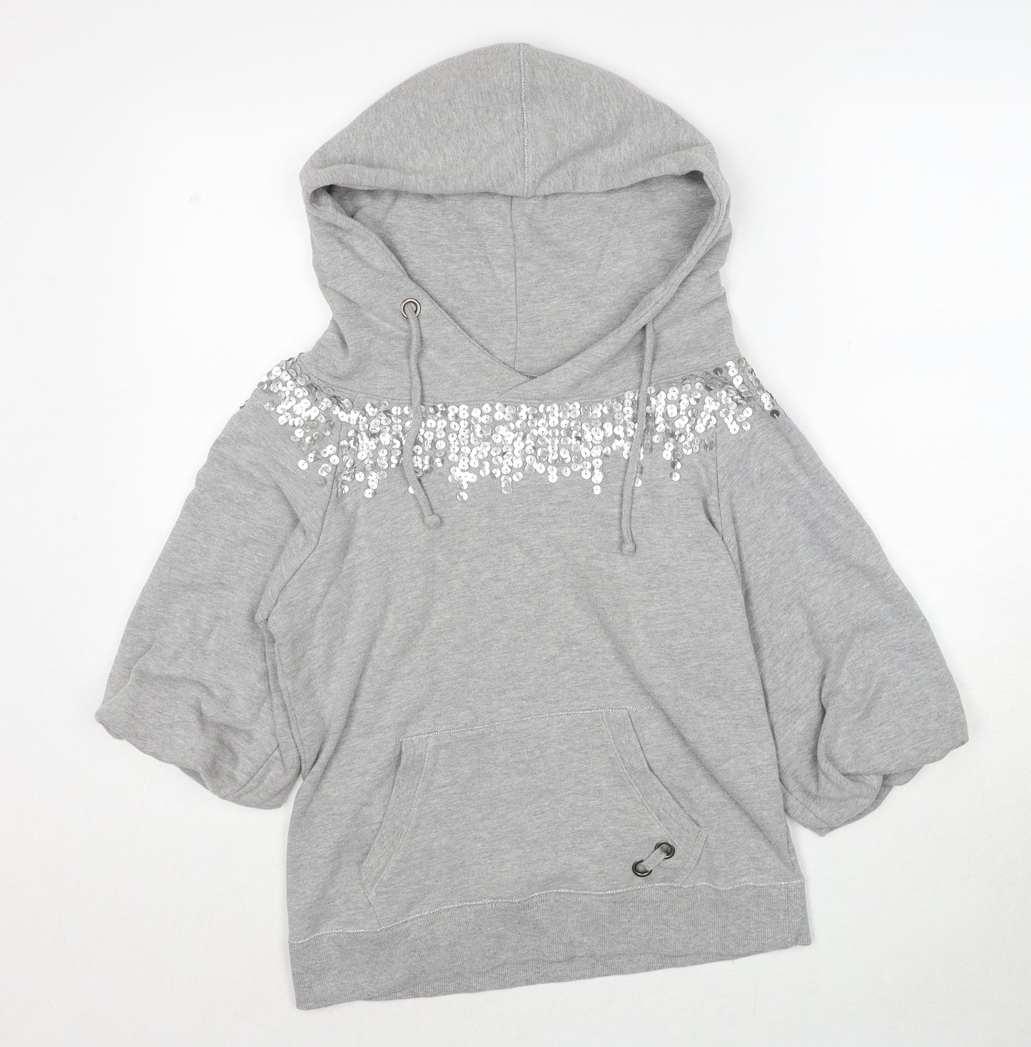 Tennis Womens Grey Cotton Pullover Hoodie Size M Pullover
