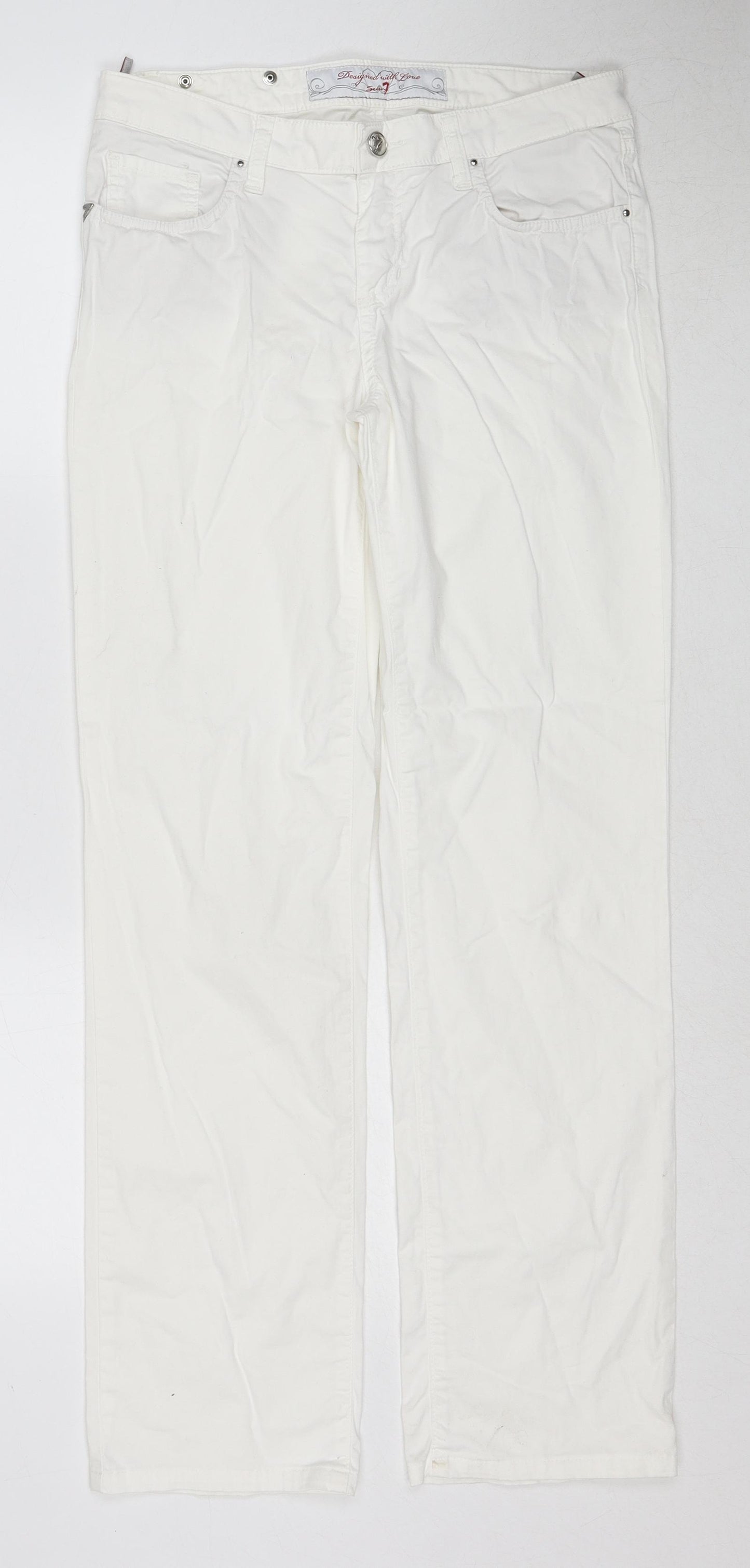 Seven7 Womens White Cotton Straight Jeans Size 29 in Regular Zip