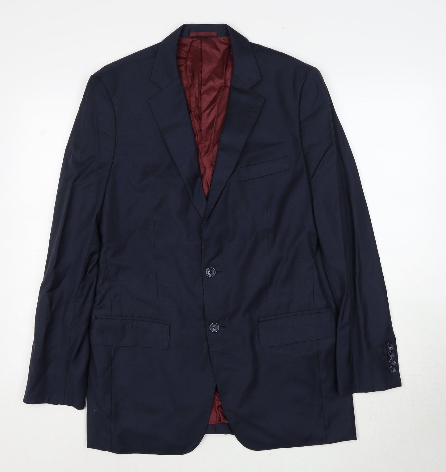 Senszio Mens Blue Wool Jacket Suit Jacket Size 38 Regular