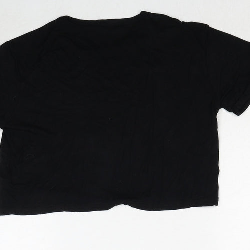 PRETTYLITTLETHING Womens Black Viscose Basic T-Shirt Size 4XL Round Neck