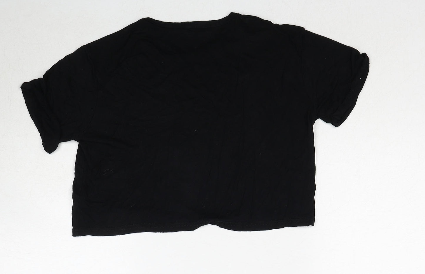 PRETTYLITTLETHING Womens Black Viscose Basic T-Shirt Size 4XL Round Neck