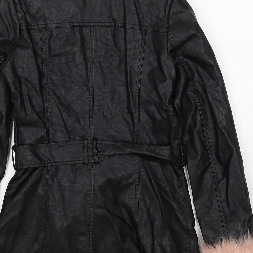 PARISIAN SIGNATURE Womens Black Biker Jacket Size 10 Zip